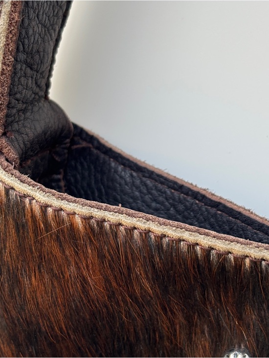 Raviani Studded Native American Fringe Crossbody Bag In Hair-On Cowhide EUC - Picture 9 of 17